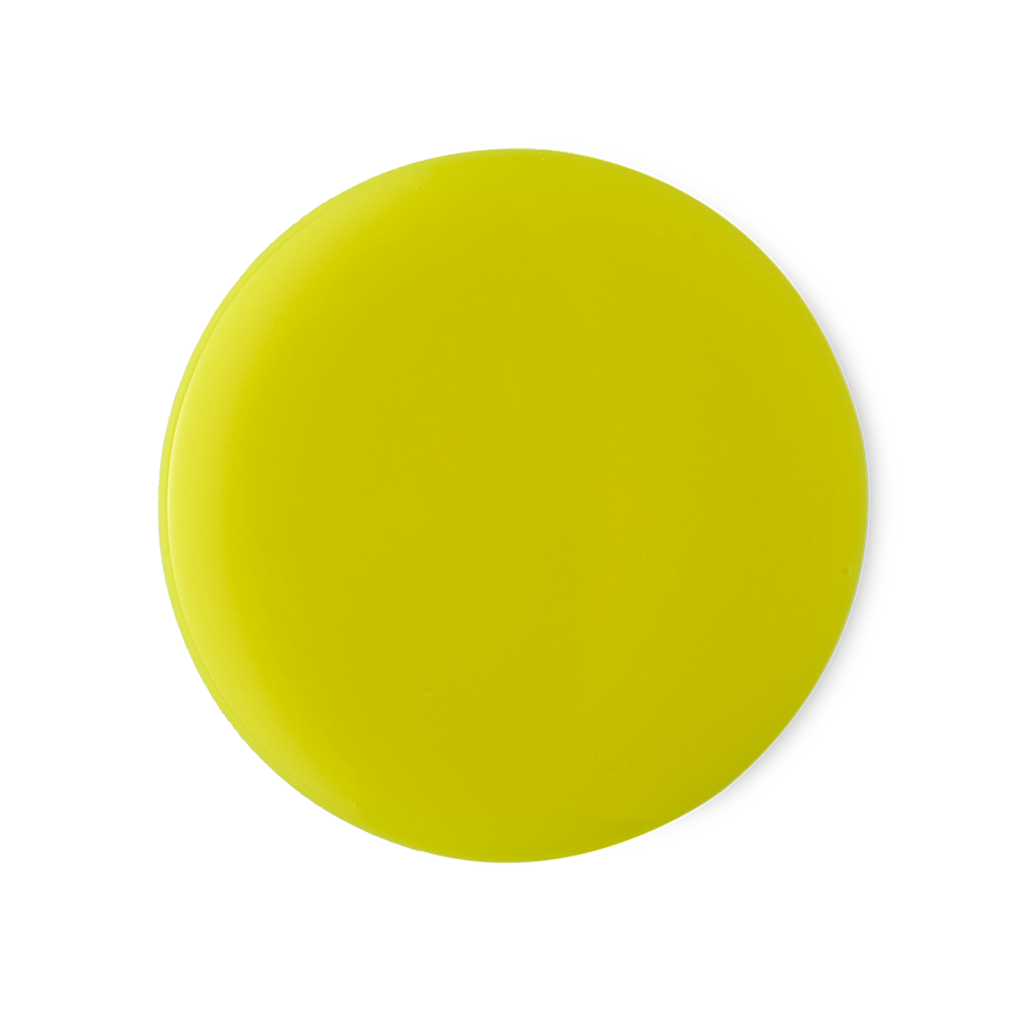 Bananaaaa. A perfectly circular swatch of thick, glossy, brilliantly-yellow shower cream.
