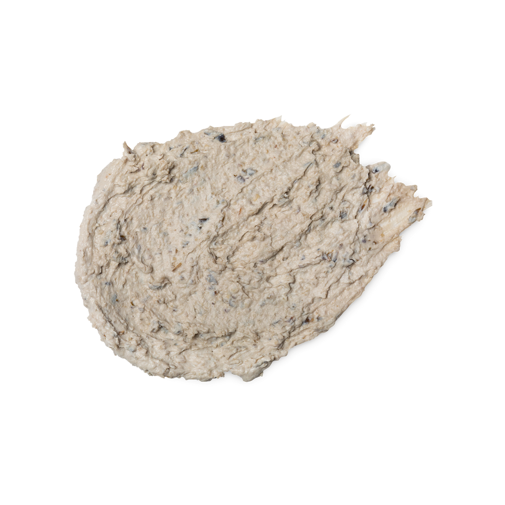 A swatch of thick, cream coloured BB Seaweed face mask, softly textured with toothed wrack seaweed.