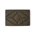 Brun Henna. A brown rectangular block of solid henna hair colour, with a floral design and the letter B pressed on the top.