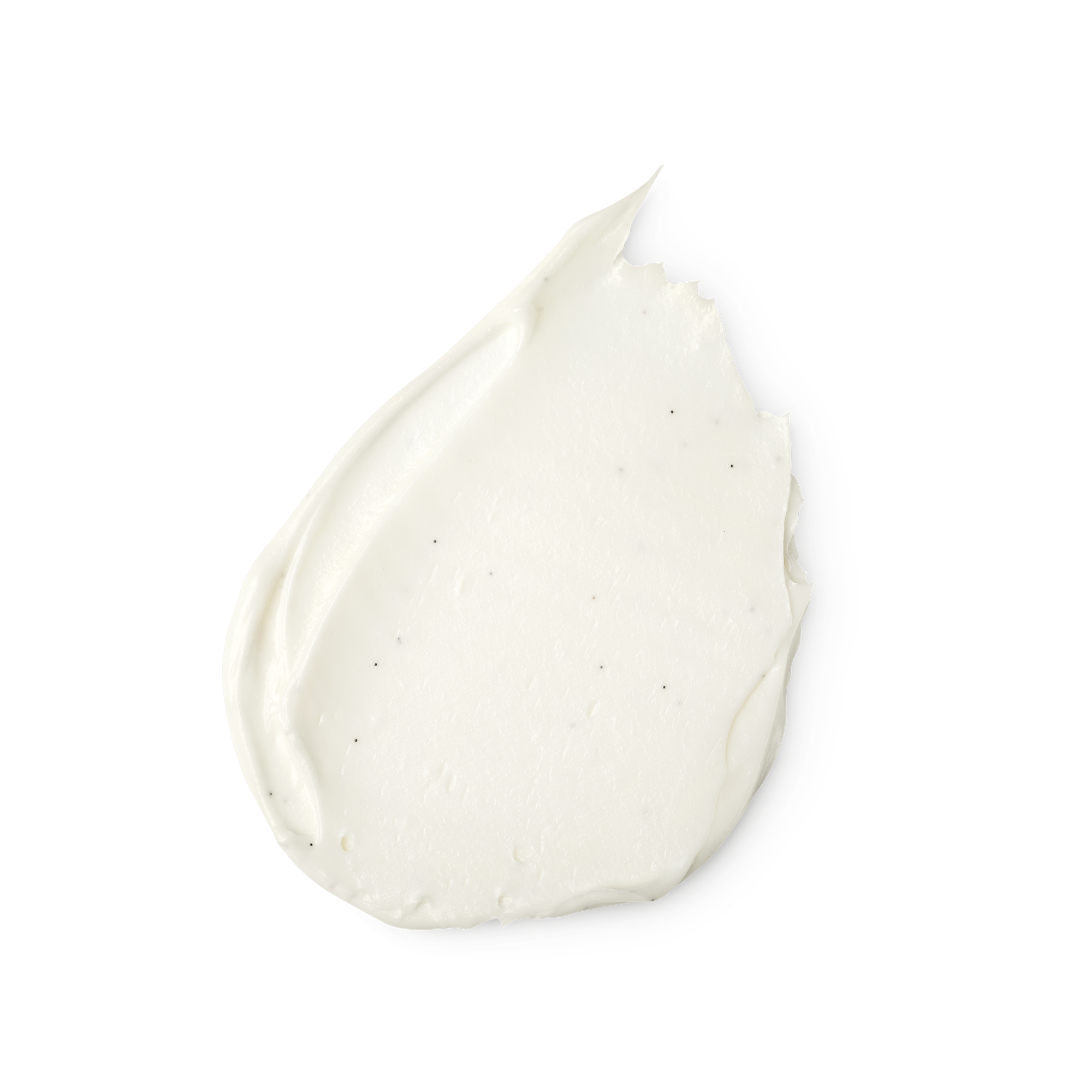 A swatch of smooth, nicely thick, orchid white Celestial facial moisturiser, flecked with vanilla pod seeds.