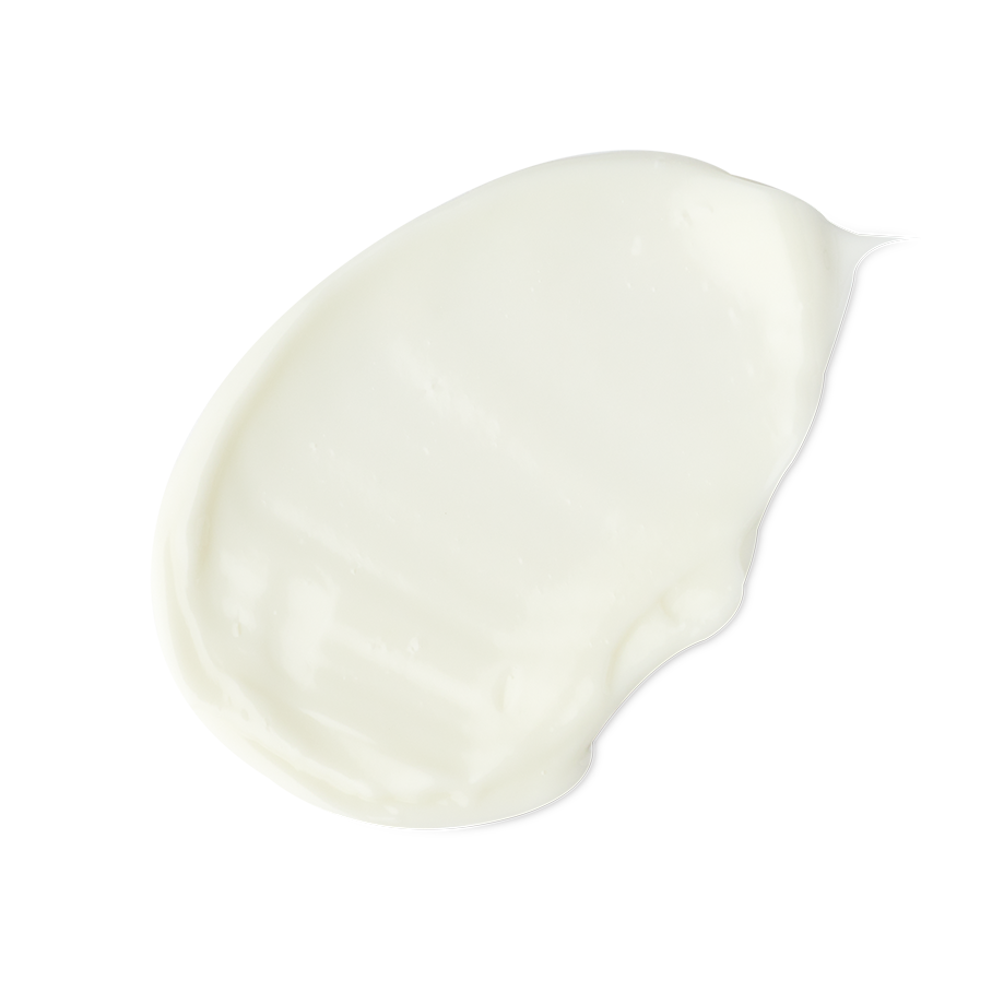 Coconut. A neatly smudged swatch of thick, creamy ivory-coloured body butter.