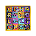 Congratulations. This knot wrap shows 16 squares, spelling out "Congratulations" featuring the word in other languages.