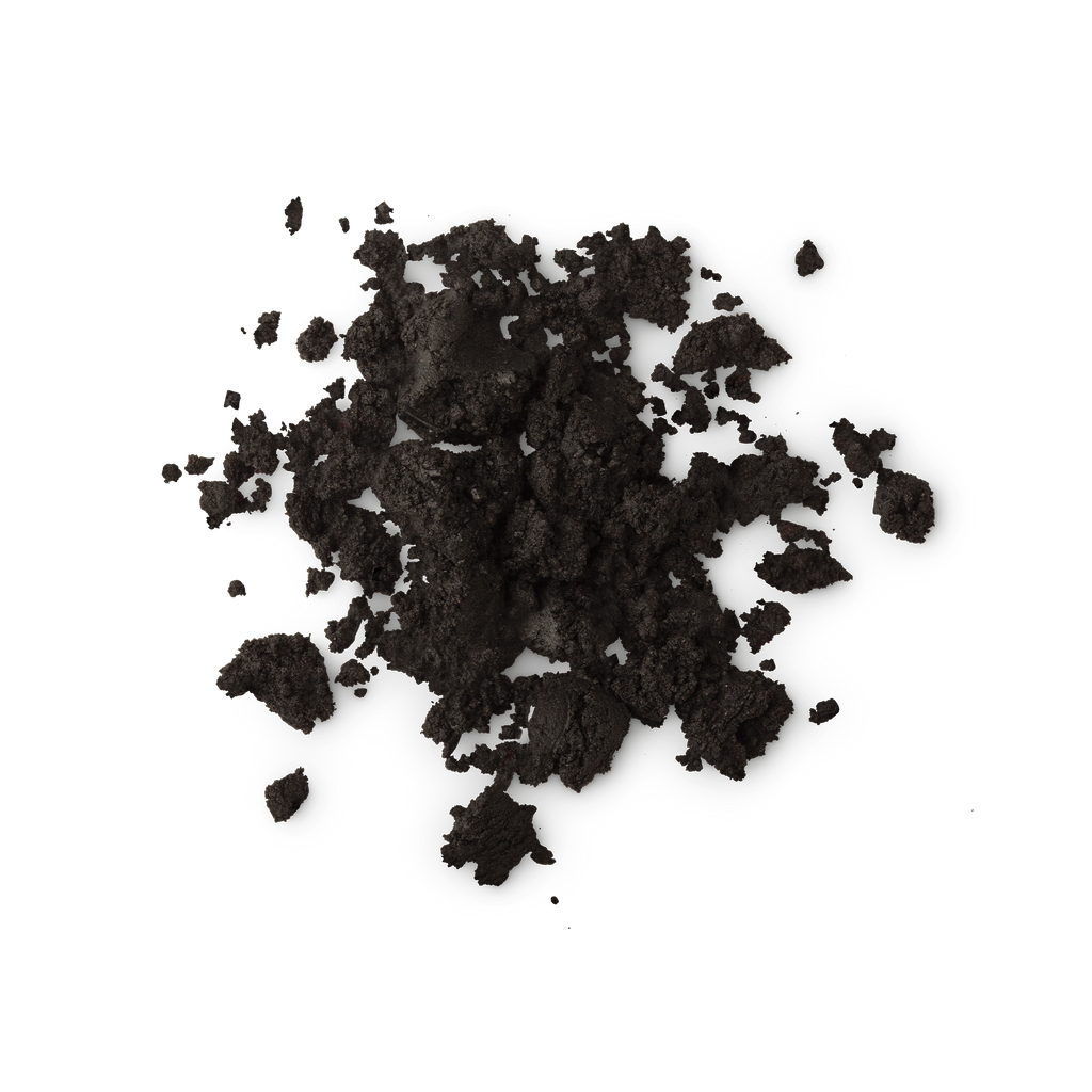 A sample of Dark Angels - a black, textured, loose fresh cleanser.