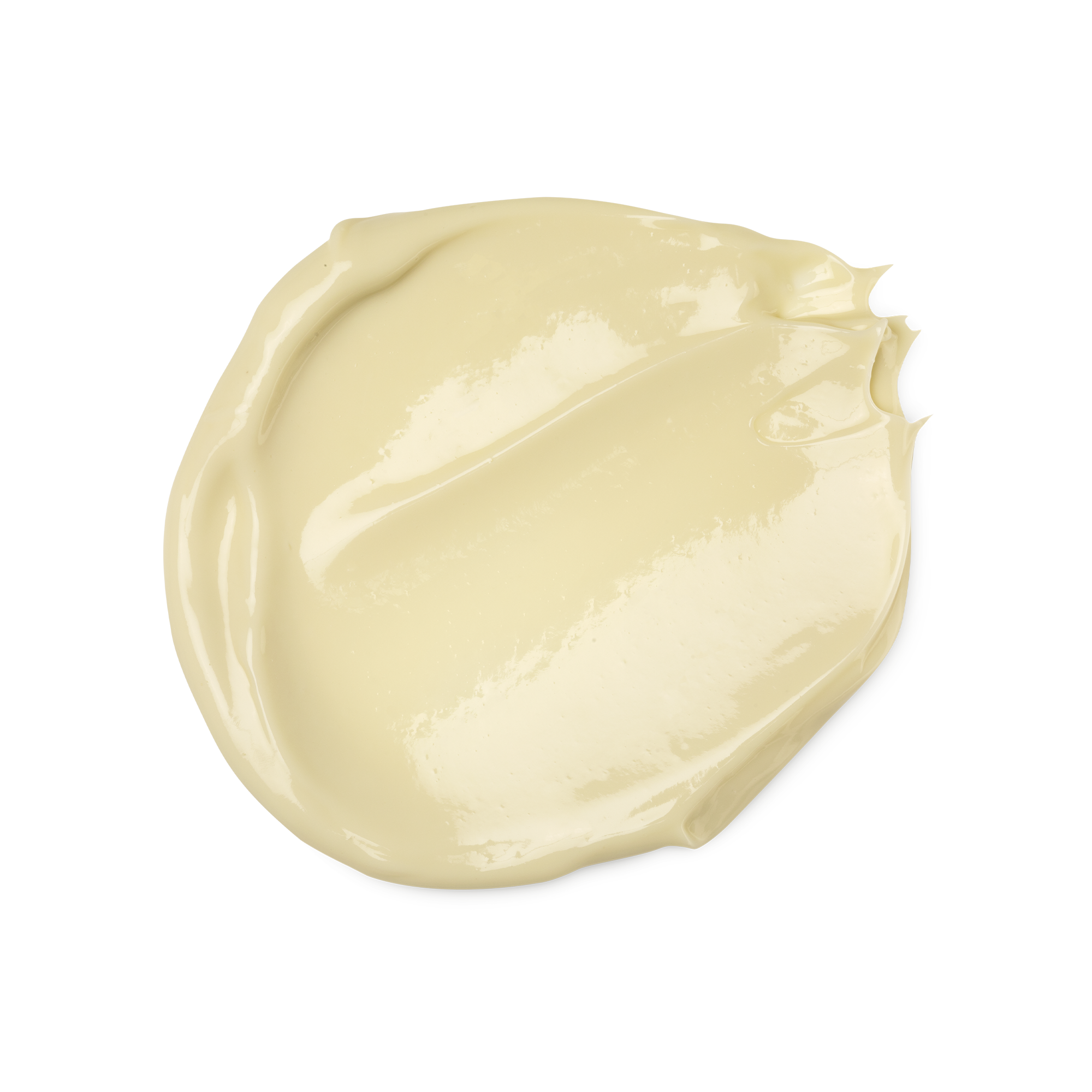 A swatch of buttery cream coloured Dream Cream Self Preserving body lotion.