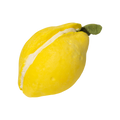 Lemon Crumble Bubble Bar. Shaped like a lemon with a white cream filling and leaf at the top.