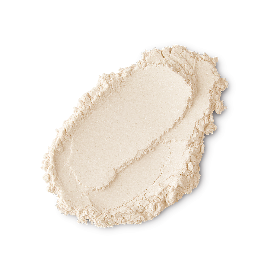 Let The Good Times Roll. A neatly smudged and pressed swatch of ivory-coloured, smoothing Dusting Powder.