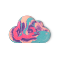Sleepy Bubble Bar. Shaped like a 2D cloud with swirling multi-colours of pink, blue purple and peach.