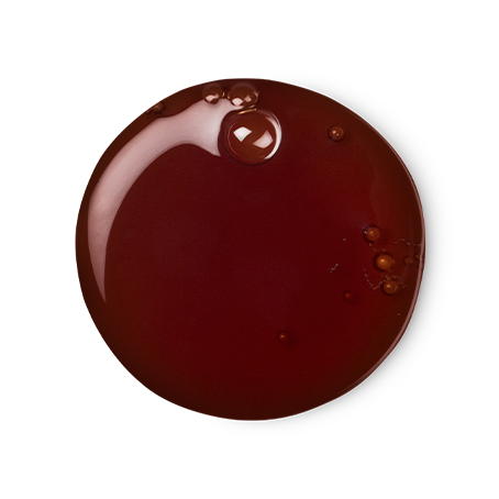 Sticky Dates, a circular swatch of shower gel that's scarlet red in colour.