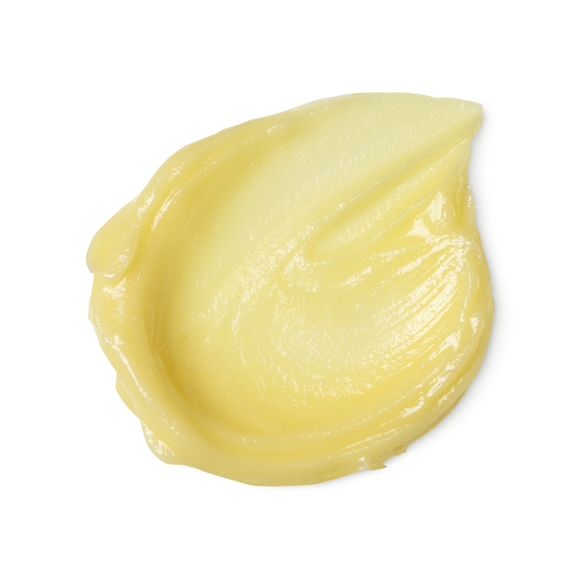 A swatch of thick, buttery yellow coloured Ultraplant cleansing balm.