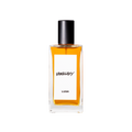 A glass perfume bottle filled with dark amber liquid. A white label reads 'Vanillary'.